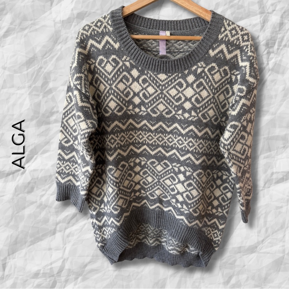 {Alga} Patterned High Low Sweater